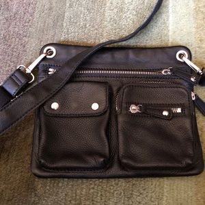 Fossil black leather crossbody bag